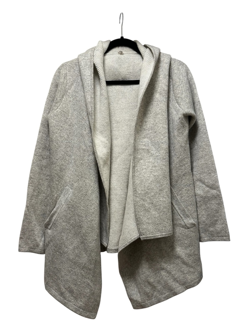 Margaret O'Leary Ivory Ribbed Knit Hooded Cardigan